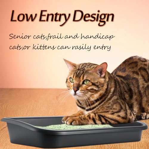 3 Pcs Low Entry Senior Cat Litter Box, Extra Large Size Pet Litter Box Low - Image 5