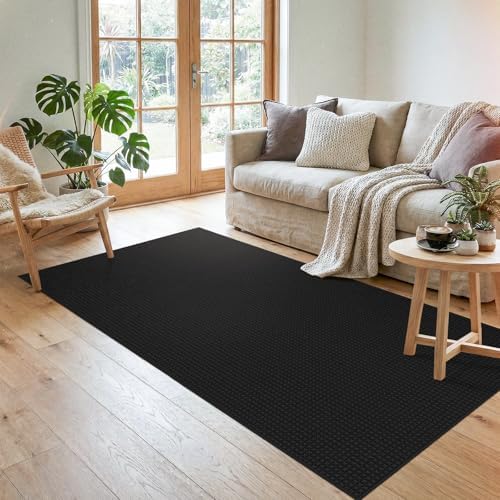 3x5 Washable Bath Mat: Non Slip Soft Waffle Textured Area Rug Black - Image 7