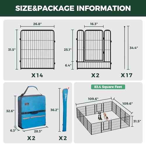 FXW Rollick Dog Playpen with Storage Bags, 16 Panels - Image 2
