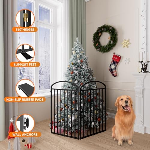 SNUOWU 2 Panels Full Matel Freestanding Dog Gates - Image 5