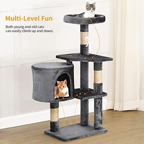 BestPet | 36" Cat Tree Tower | Light Gray | Sturdy Multi-Level Cat Tree - Image 5