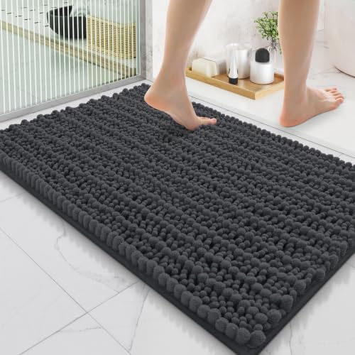 Smiry Bathroom Rugs 35X24, Extra Soft Rubber Backing Chenille Bath Mats by Smiry