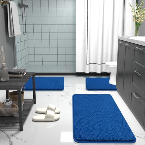 OLANLY Memory Foam Bathroom Rugs 36x24, Absorbent Bath Mat, Deep Navy Blue - Image 7
