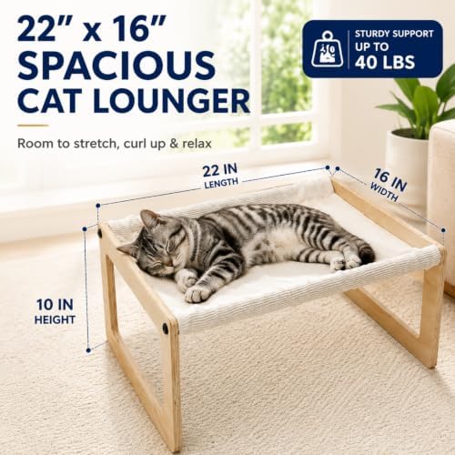 Elevated Cat Bed, Wooden Cat Hammock - Image 3