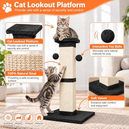 Cat Scratching Post 33 Inch Nature Sisal Cat Scratch Post - Image 4