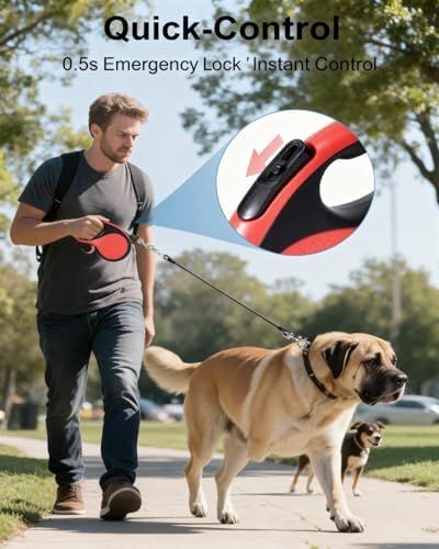 26 ft Retractable Dog Leash for Large Dogs, TPE Grip - Image 5