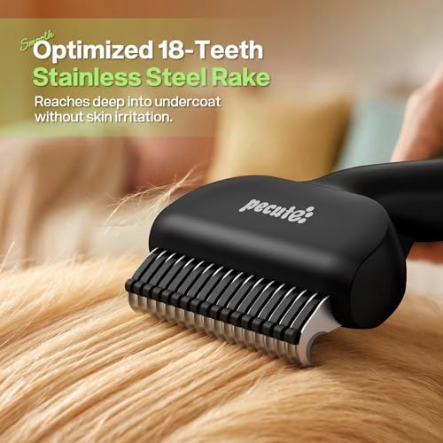 Self-Cleaning Deshedding Dog Cat Brush, Thick Double Coat Undercoat Rake - Image 4