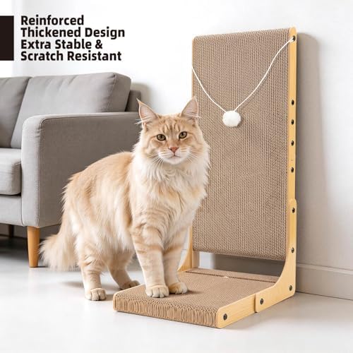 27.6 Inch Reinforced Cat Scratcher, L-Shaped Wall Mount Scratching Post - Image 2