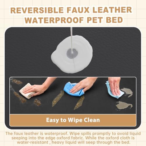XXXL Dog Bed Waterproof Outdoor Washable Leather Large Crate pad 54" Black - Image 2