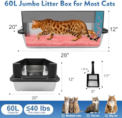 2PACK XXXL Enclosed Stainless Steel Litter Box - Image 2