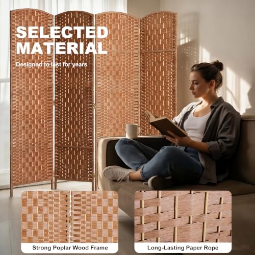 HOMCOM Room Divider 4-Panel, 6FT-Tall Folding Privacy Screen - Image 5