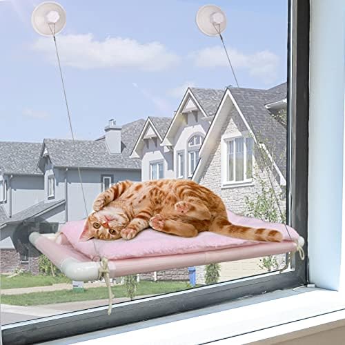Cat Window Perch, Cat Hammock w/Fleece Blanket, Screw Suction Cups - Image 2