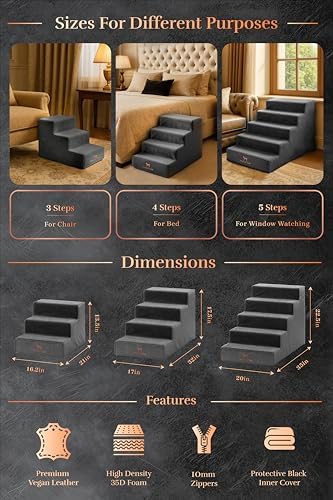 Noah & Paw Dog Steps for Bed, Extra Wide Dog Stairs for Bed - Image 4