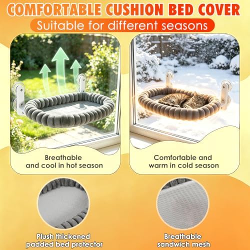 IPOW Cat Window Perch Cordless Foldable Cat Hammock Bed - Image 6