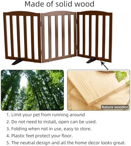 Freestanding Dog Gate Indoor, Doggie Gate Foldable Pet Gates - Image 6