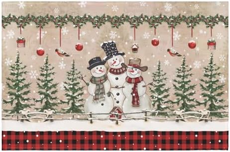 Giwawa Winter Snowman Bath Rug Red Buffalo Plaid Bathtub Mats Soft Absorbent by Giwawa
