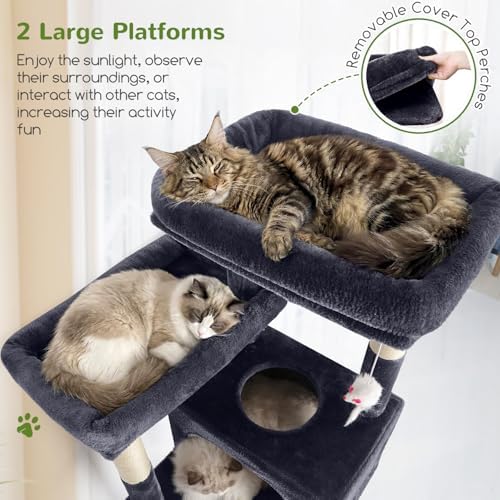 Globlazer 83inch Sturdy Multi-Level Tall Cat Tower, Dark Grey - Image 4