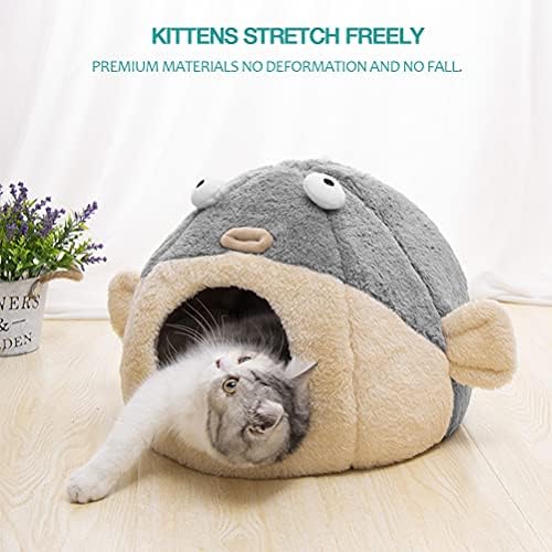 Cat Beds for Indoor Cats-Cat Bed Cave, Cute Lively Pufferfish Shape - Image 6