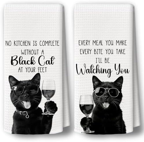 Cat Kitchen Towels Decor Set of 2 by BCUANGD