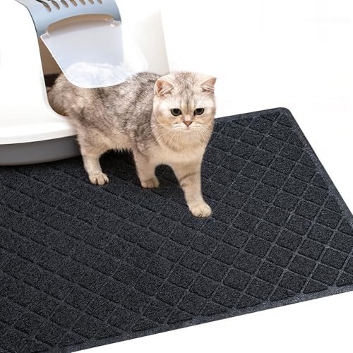 Cat Litter Box Mat, 24 x 35 In, Trapping Mat Premium Durable PVC Pad by BOOMIBOO