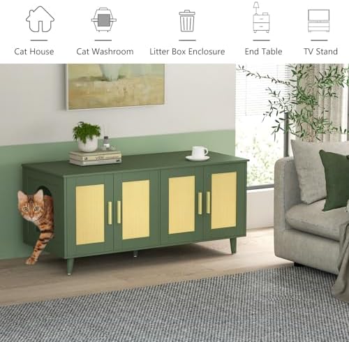 Homhedy Boho Cat Litter Box Enclosure - Image 7