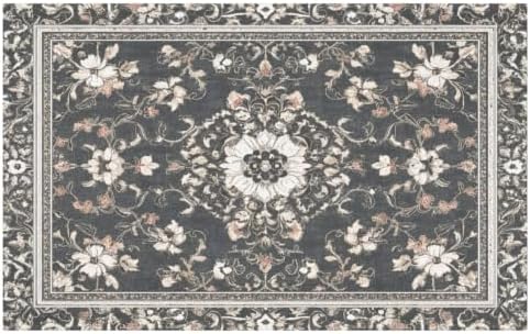 Giwawa Boho Floral Bath Rug Grey Leaves Soft Absorbent Bath Carpet 20x32 Inch by Giwawa