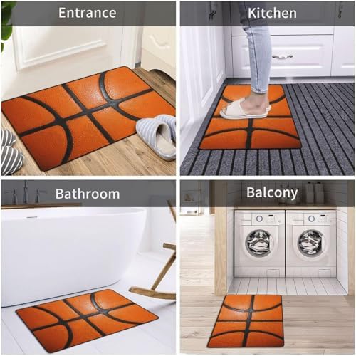 Basketball Texture Area Rug Non-Slip Soft Microfiber Washable Inside Floor Mats - Image 6