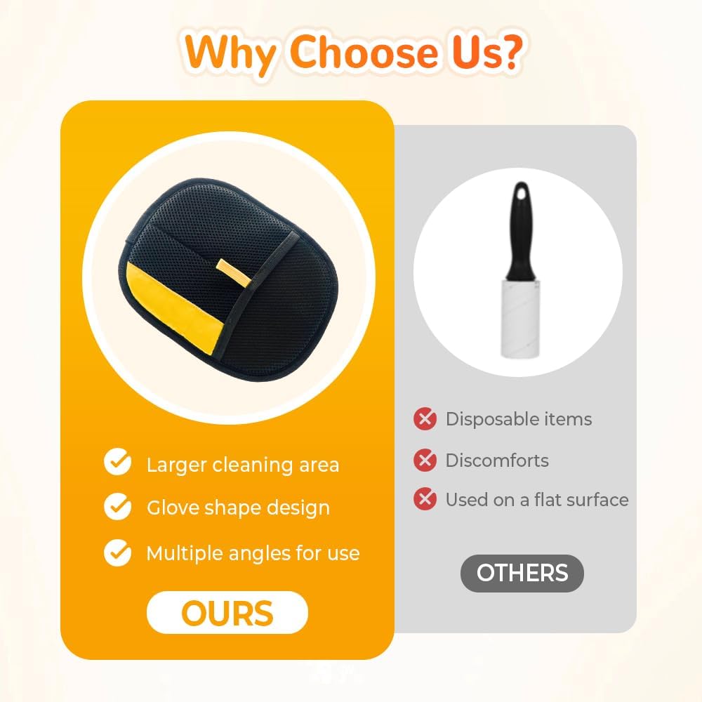Pet Hair Remover Gloves, 2025 New Electrostatic Pet Hair Removal Gloves, Reusable Grooming Glove for Cats & Dogs