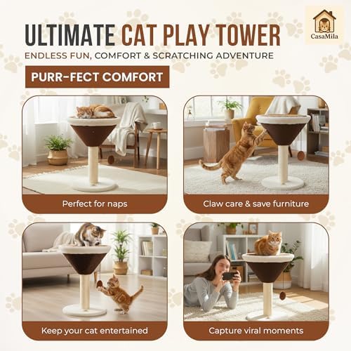 CasaMila Espresso Martini Cat Scratcher 20", Cat Scratching Post, Cat - Image 6