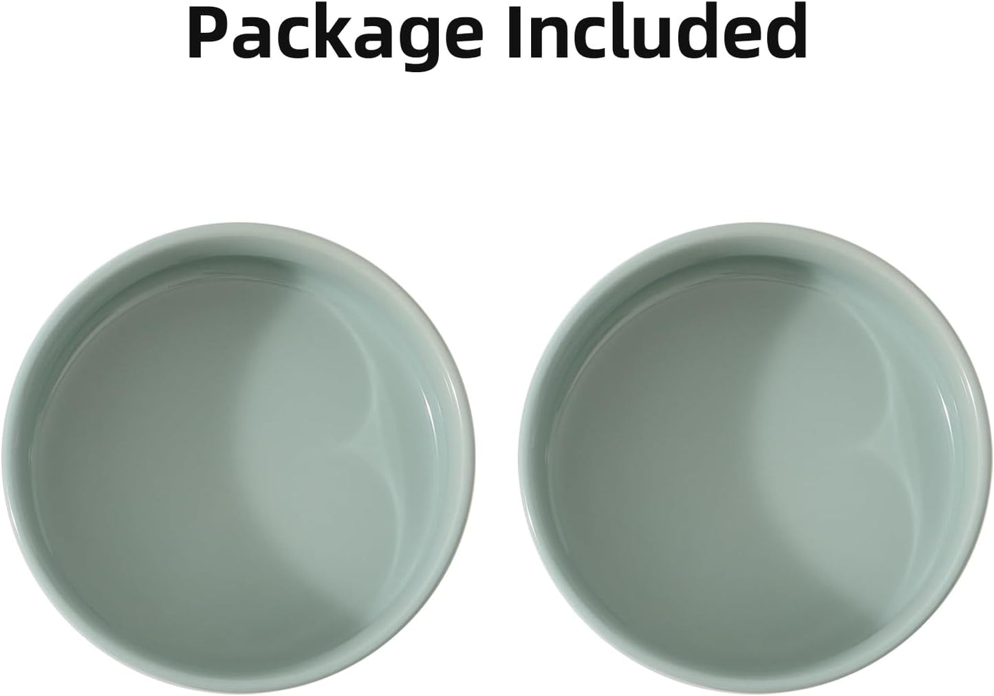 Ceramic Set of 2 Dog Bowls, Food and Water Bowls for Dogs, Puppy, 2pcs Dog Dishes, Pet Feeder(6inch, 2 x Light Green Bowls)