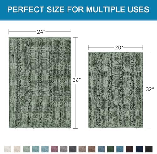 H.VERSAILTEX 2 Piece Bathroom Rugs Bath Mats Sets Super Absorbent Chenille - Image 2