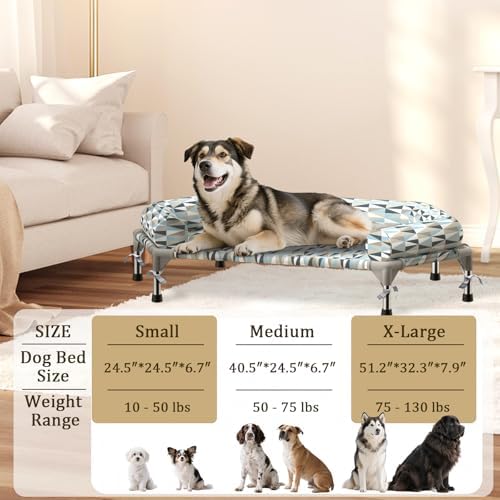 Elevated Dog Bed with Bolster, Raised Cooling Orthopedic Dogs Cot Medium - Image 6