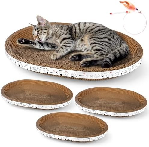 3Pack Extra Large Versatile Cardboard cat Scratcher & Lounger bed, High-Density by ROMOHOM