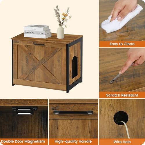 Dwanton Cat Litter Box Enclosure, Hidden Litter Box Furniture, 27.6 Inches - Image 6