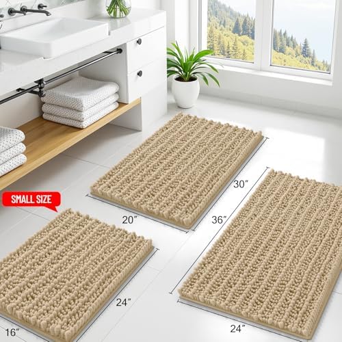 Smiry Bathroom Rugs 59X35, Extra Soft Rubber Backing Chenille Bath Mats - Image 2