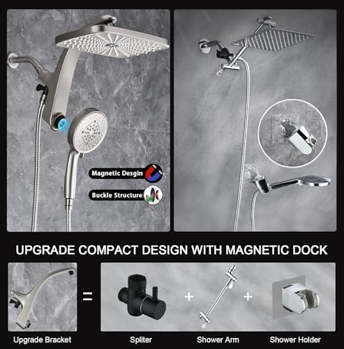 Rain Shower Head with Handheld Showerhead, Nickel 1.75GPM 460311 - Image 5