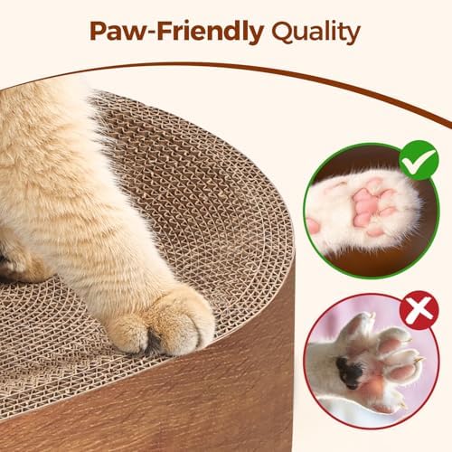 ComSaf Cat Scratcher Bed, Oval Cardboard Scratch Pad Bowl - Image 4