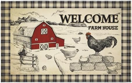 Giwawa Farmhouse Rooster Bath Rug Country Chicken Shower Rug Absorbent Bath by Giwawa