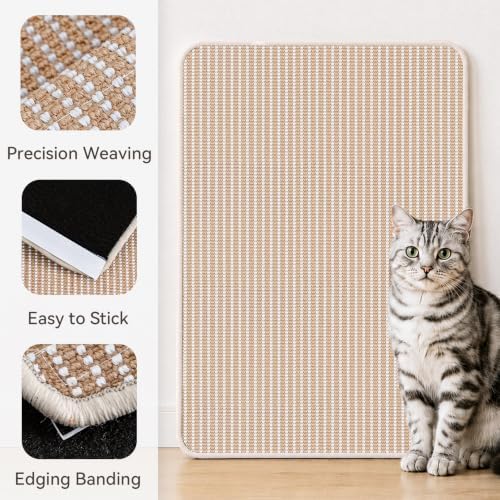 Cat Scratcher Mat, 23.6"x15.7" Natural Sisal Cat Scratch Pad - Image 3