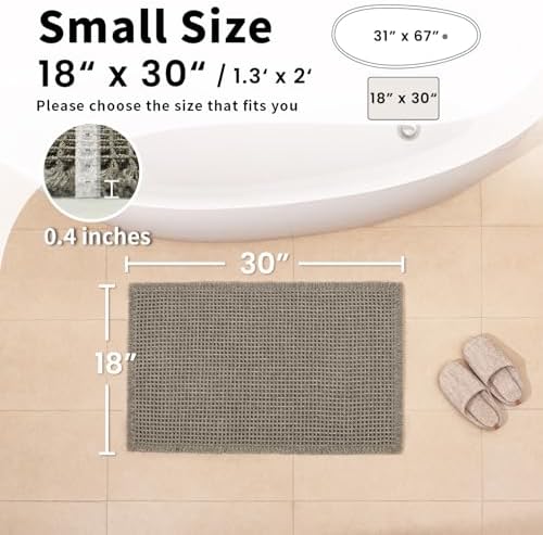 Waffle Bath Mat, Boho Bathroom Rugs Non Slip Washable - Image 2