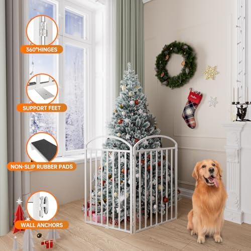 SNUOWU 2 Panels Full Matel Freestanding Dog Gates - Image 5