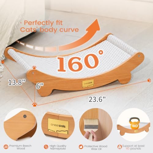 CHEERPALS Outdoor Cat Bed, Wooden Hammock - Image 4