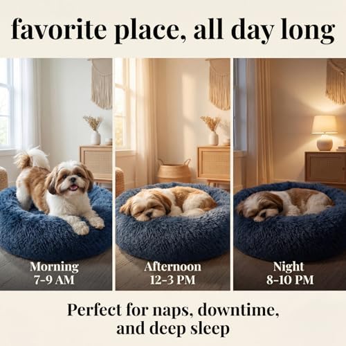 nononfish Plush Dog Bed for Small Dogs, Soft Calming Donut Bed - Image 6