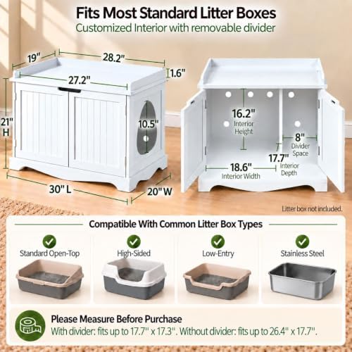 Yaheetech Hidden Cat Litter Box Enclosure Furniture - Image 5