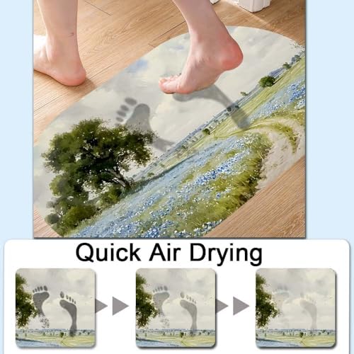 Blue and White Flowers Landscape Super Absorbent Quick-Drying Bathroom Mat Rug - Image 5