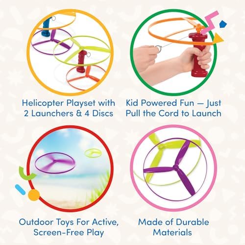 Battat Skyrocopter Flying Disc Toy Set, 2 Launchers, 4 Discs - Image 4