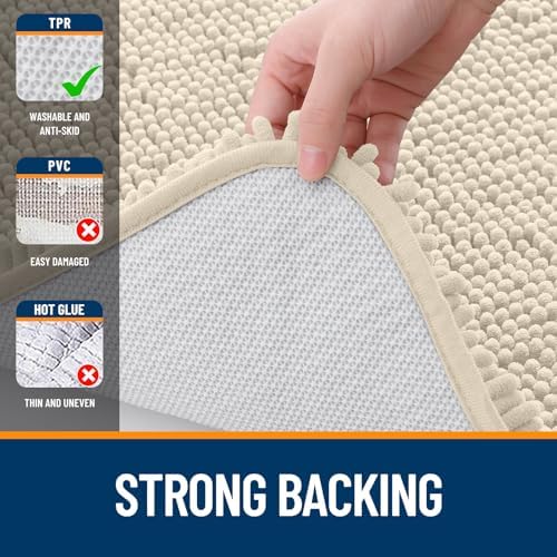 OLANLY Bathroom Runner Rugs 47x20, Extra Soft Absorbent Chenille Bath Rugs - Image 6
