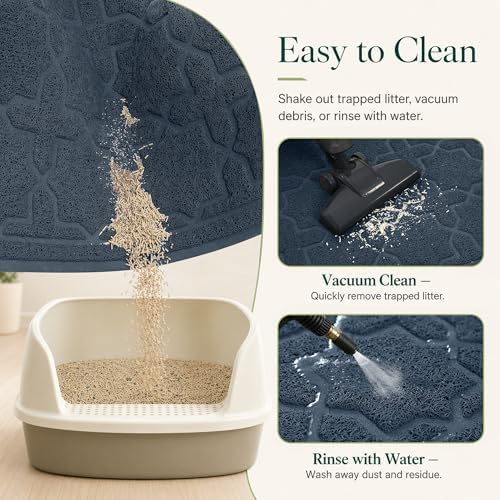 Yimobra Cat Litter Mat, Waterproof Litter Trap Mat, Dark Blue - Image 5