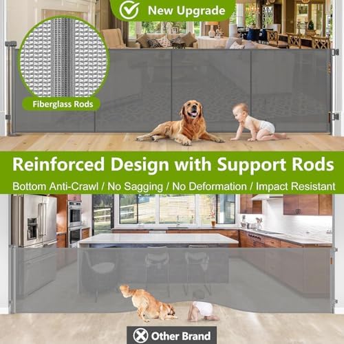 Reinforced 42" Tall Pet Gate 155" Extra Wide Retractable Baby Gate - Image 2