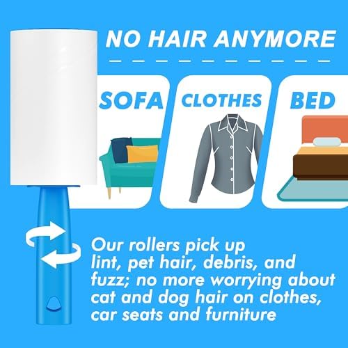 400 Sheets Lint Rollers for Pet Hair Extra Sticky, 2 Handles, 4 Rollers - Image 4